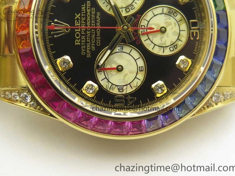 Edition Crystal Best BLF Bracelet on Black Dial YG YG Rainbow Daytona A4130 116589RBOW 0316